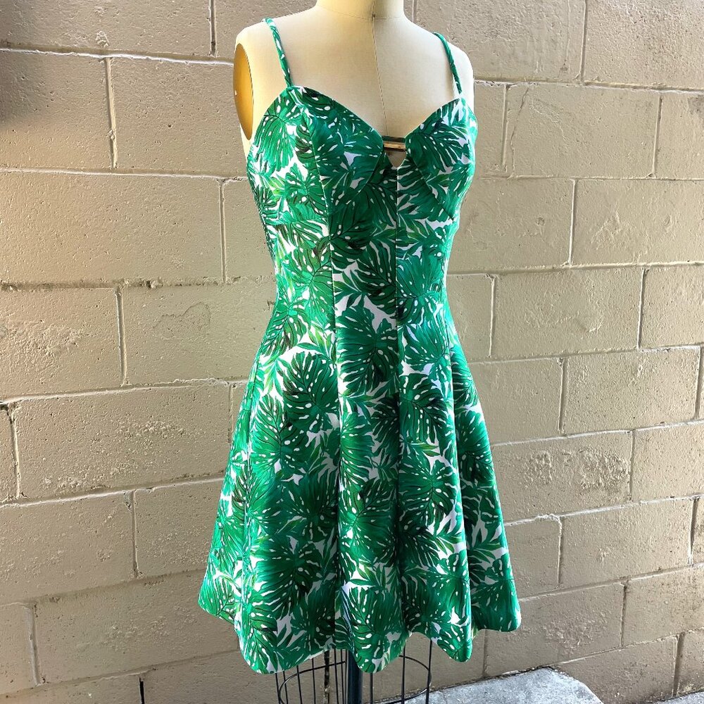 Guess leaf print mini skater dress, size 2